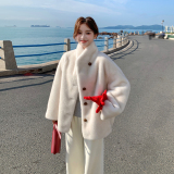 现货秋冬2025新款松弛感仿水貂毛外套高级感大衣2595-P215控328，女装短外套，2D009