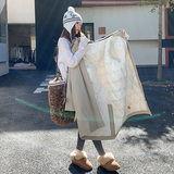 韩系chic针织领杏色羽绒服女冬新款超火好看高级小众中长加厚外套，女装羽绒服，2C166