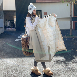 韩系chic针织领杏色羽绒服女冬新款超火好看高级小众中长加厚外套图片