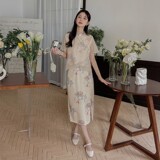 【现货】风印花气质优雅套装裙两件套2C029，女装套装/套裙，2C029