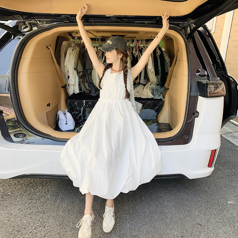 法式甜美初恋花苞背心连衣裙女2025夏季新款韩版收腰显瘦减龄长裙,女装连衣裙,2C016