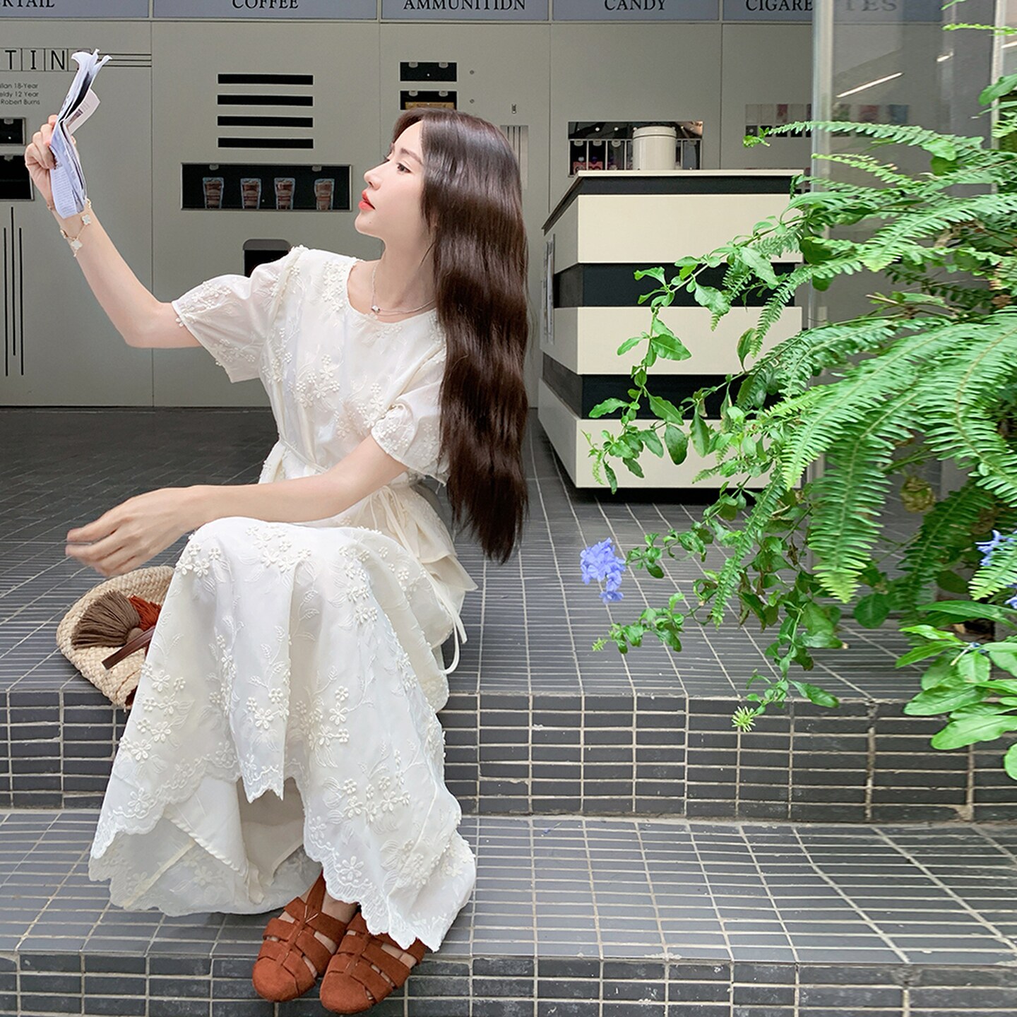 独特绝美气质穿搭白色半身裙套装女夏新款超火高级感长裙子两件套,女装套装/套裙,2C203
