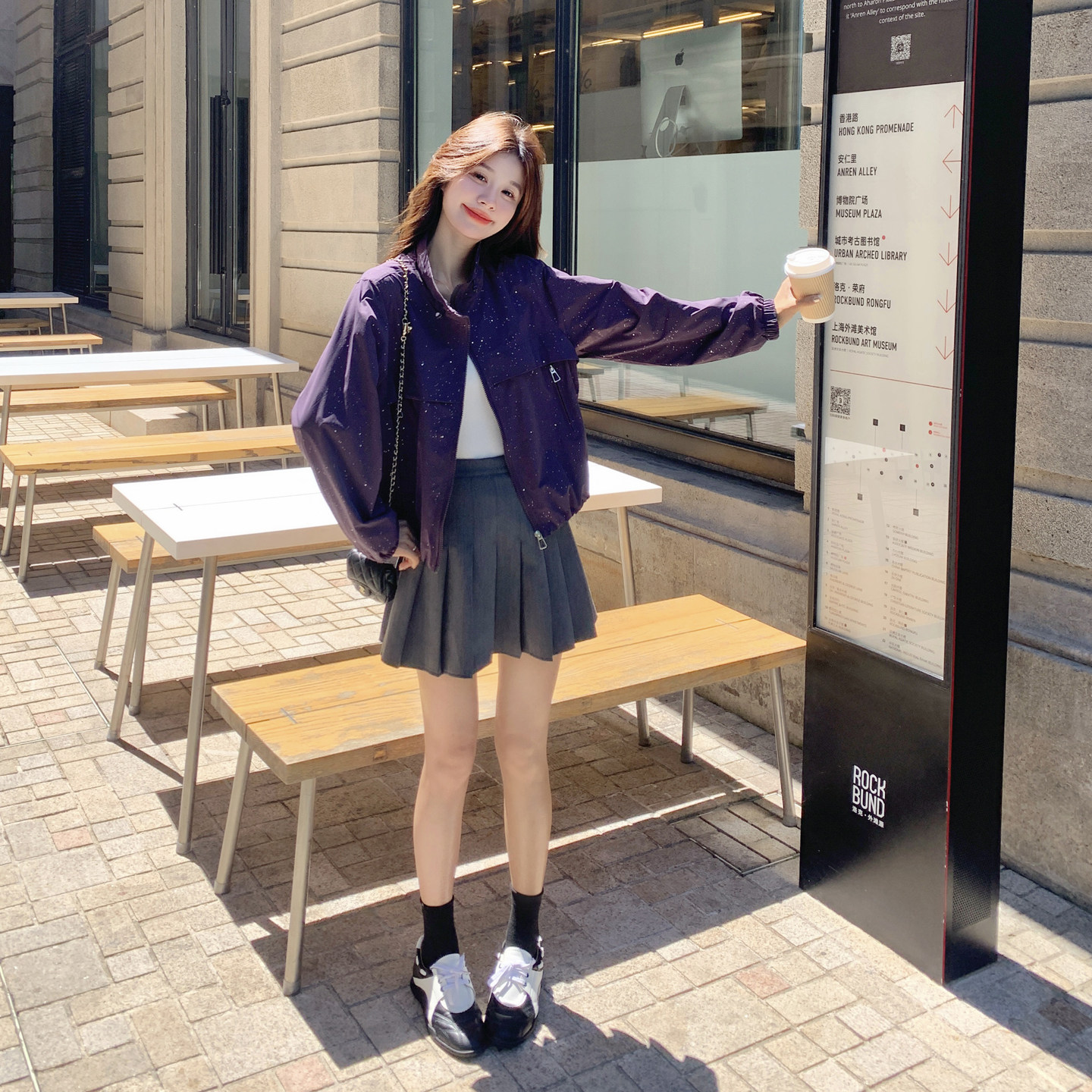 紫色浪漫满天星短外套女2025年秋季新款韩系小个子设计感夹克上衣,女装短外套,2C266