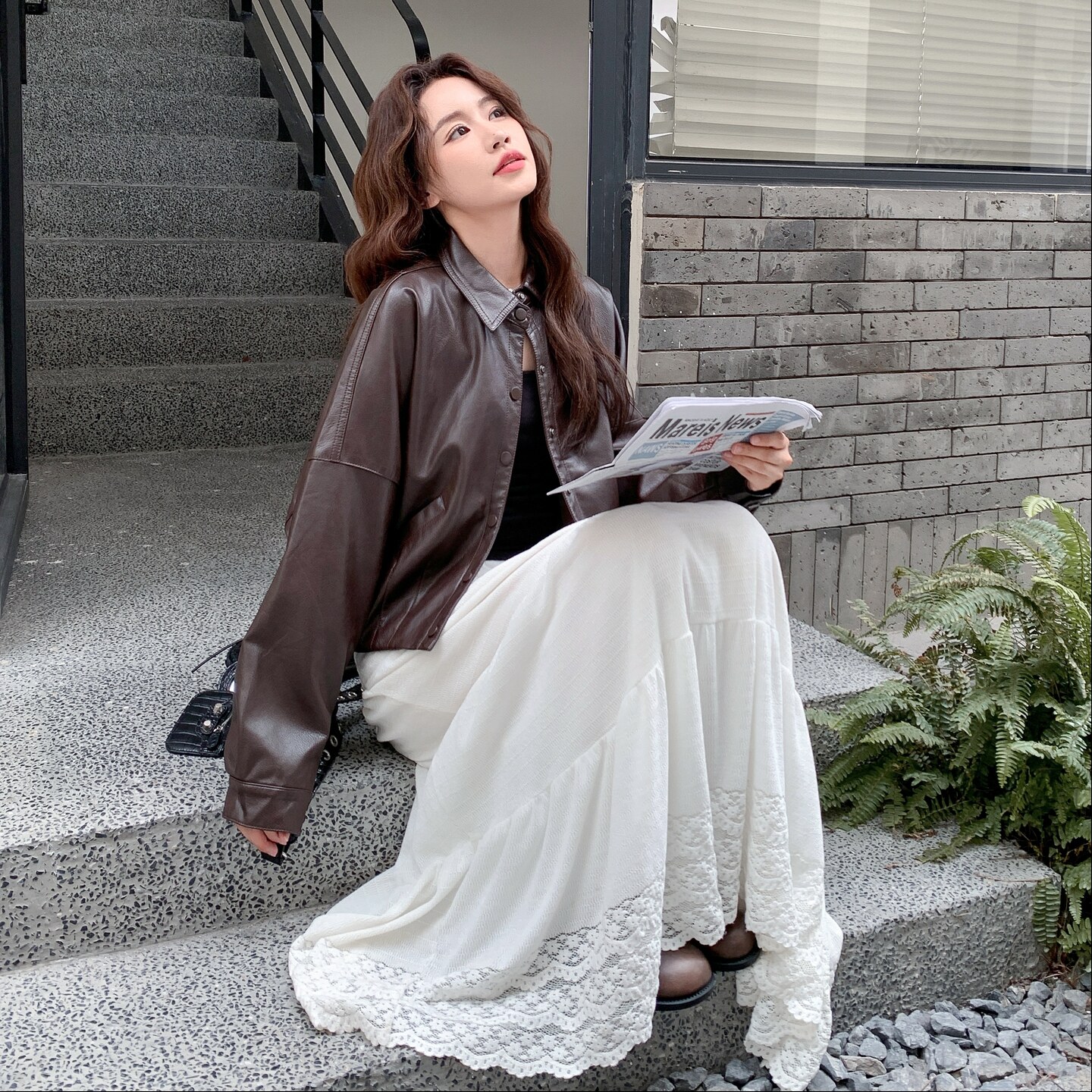 美式短款咖色机车服外套女春秋2025超火好看高级小众皮衣夹克上衣,女装皮衣,2C177