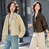 2026春季新款现货复古机车风美拉德短款皮衣外套小个子PU皮夹克，女装短外套，英标秀（1C119）