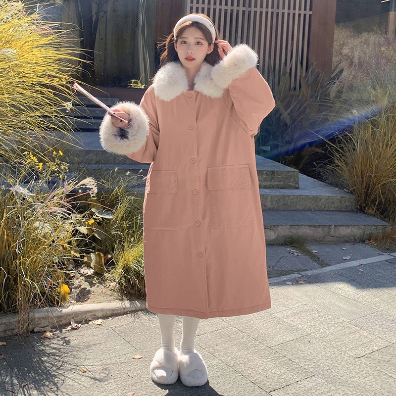 2025冬装新款可拆卸大毛领保暖中长款棉衣002,女装棉衣/棉服,2C292
