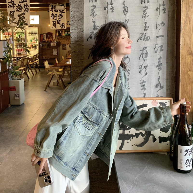 新品现货2025新款秋装女装牛仔风衣外套266-p140-K198图片