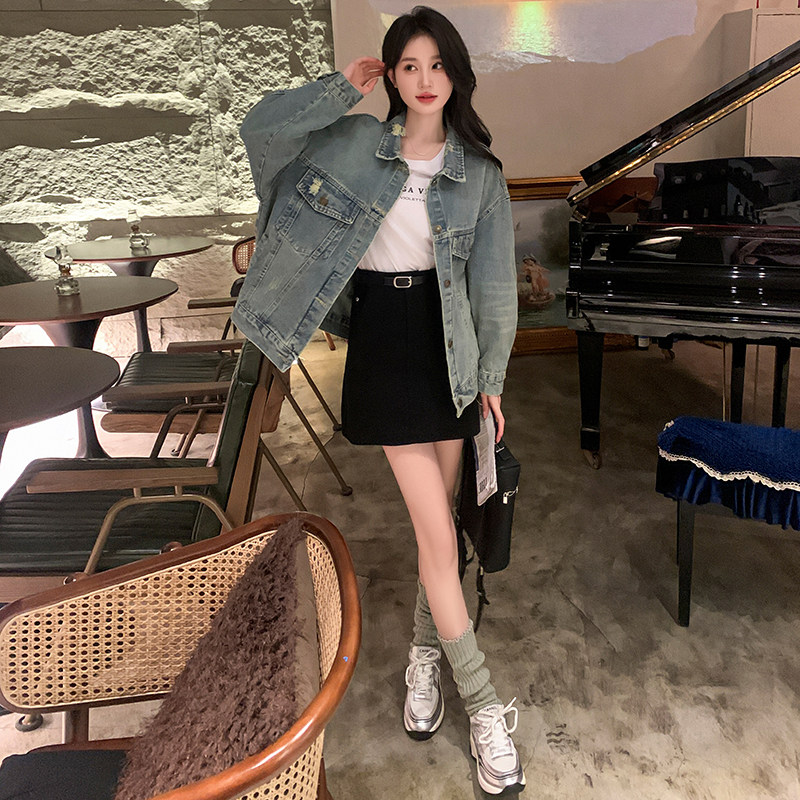 现货：24年春装新款时尚破洞形状牛仔外套2C135-5037P140K198,女装短外套,2C135