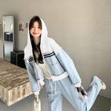 档口现货2025春装新款女装牛仔拼接针织两件套360-p170-k248，女装套装/套裙，2C266