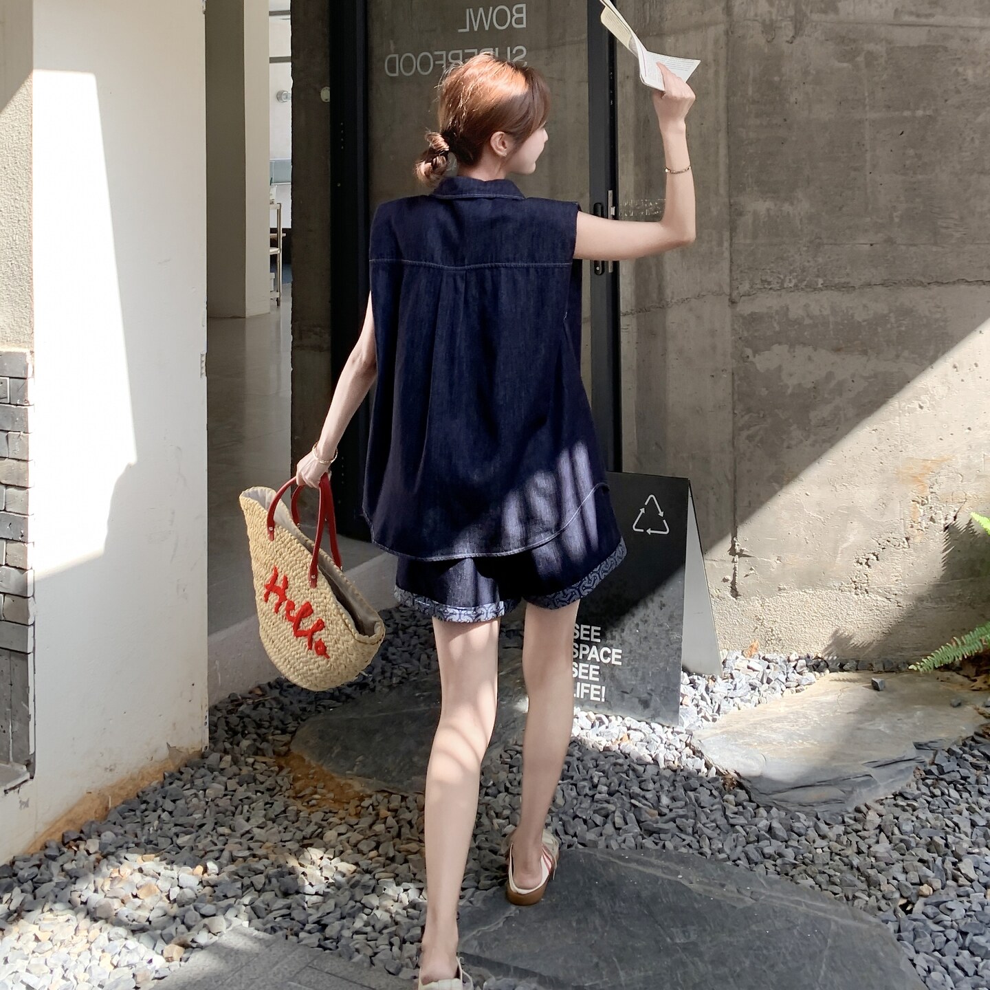 现货夏季新款拼色休闲牛仔套装2C098-8595P155K218,女装套装/套裙,2C098