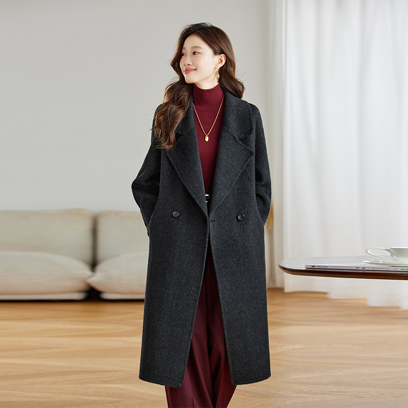 双面羊毛大衣女长款2025春秋新款高级感时尚轻奢气质红色毛呢外套,女装毛呢外套,衣佳和
