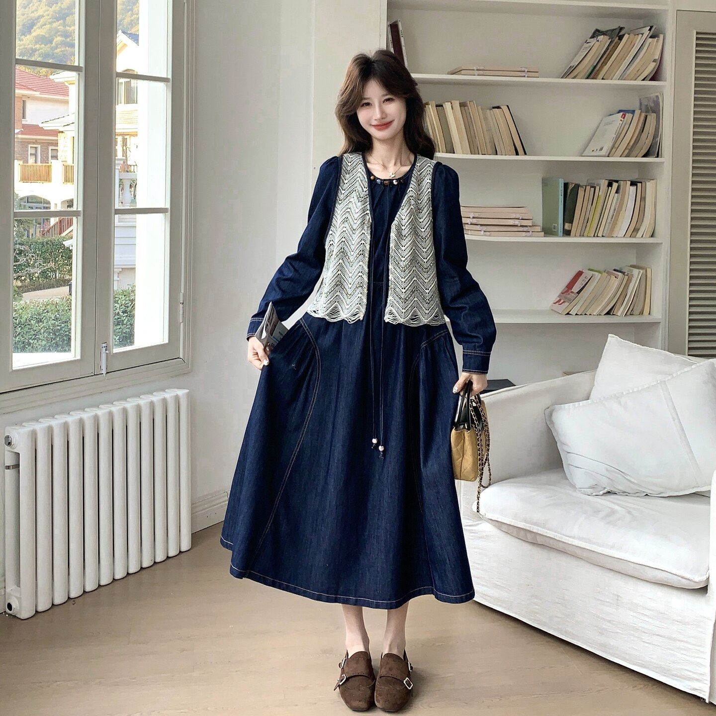 法式牛仔两件套连衣裙2026春季新款女装套装2C227/6601/P165K268,女装套装/套裙,2C227