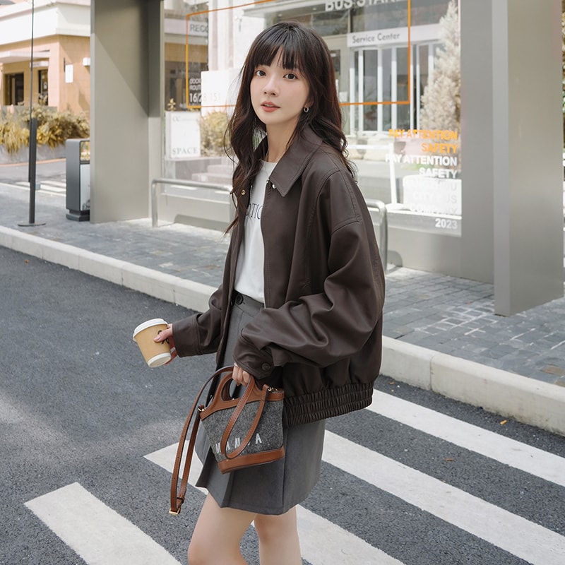 现货2026秋季新款皮衣短款外套2C053/款号703/P135/K188,女装短外套,2C053