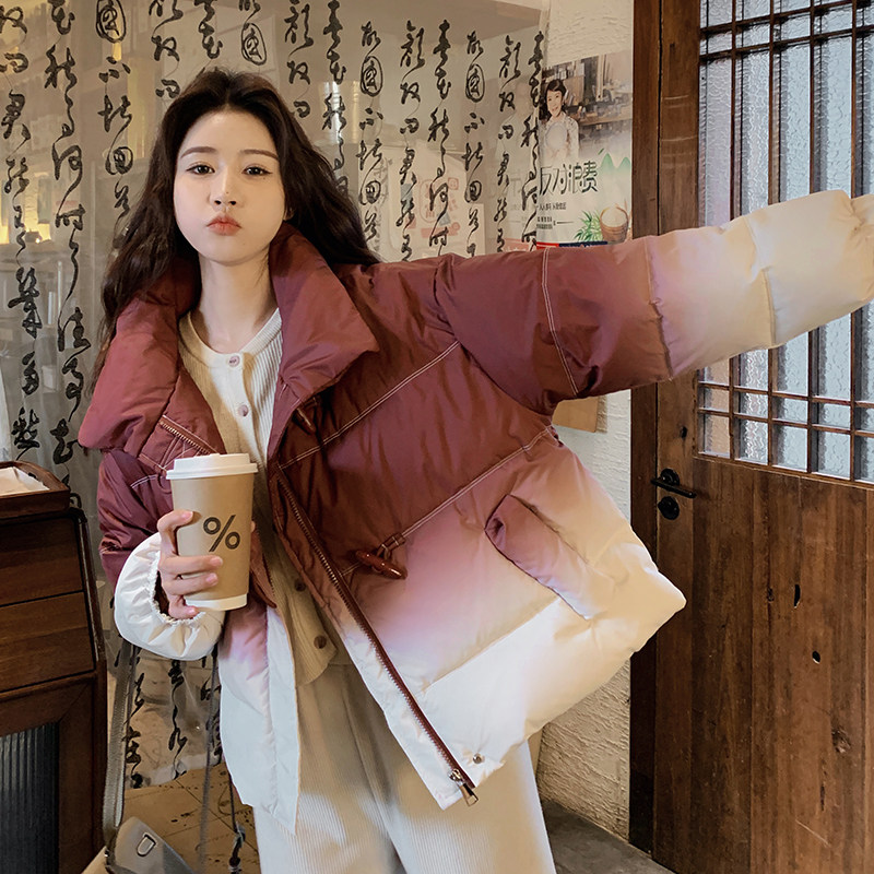 高级感超好看本命年渐变红色短款立领羽绒服女冬2024新款时尚外套,女装羽绒服,2C280
