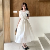 法式泡泡袖白色连衣裙女夏2025新款温柔风减龄气质显瘦巨好看长裙，女装连衣裙，2C166