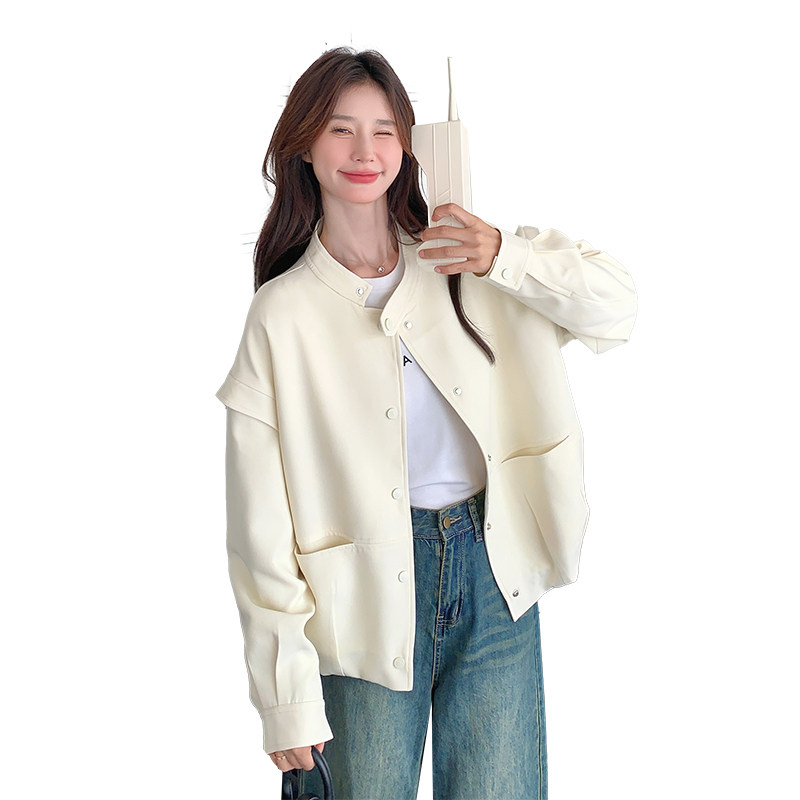 新款现货乳白色休闲棒球服外套女2C052-6611-P135-K188,女装短外套,2C052