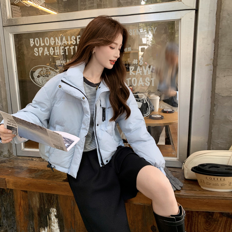 新款羽绒服女短款韩版立领简约加厚小个子高级感面包服外套潮图片