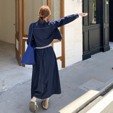 深蓝色牛仔套装女2025秋季新款休闲气质外套条纹背心半身裙三件套，女装套装/套裙，2C159