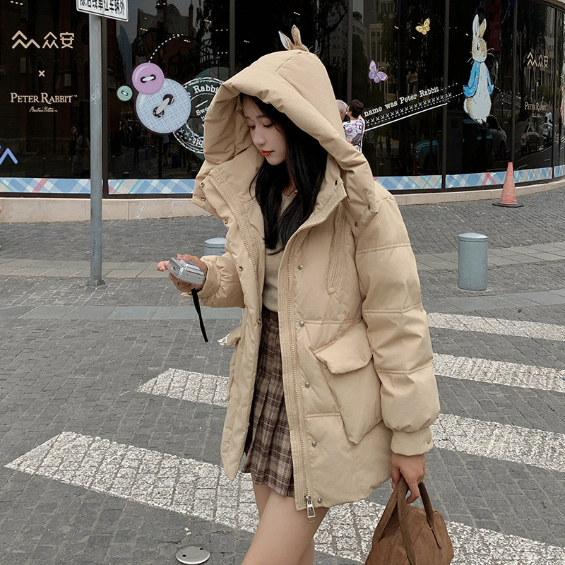 独特超好看卡其色羽绒服女冬2024新款设计感加厚90白鸭绒云朵外套,女装羽绒服,2C177