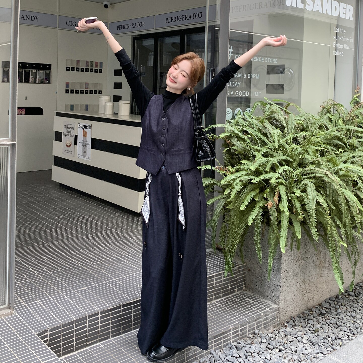 老钱风马甲套装女2025秋季新款超好看高级感气质显瘦阔腿裤两件套,女装套装/套裙,2C236