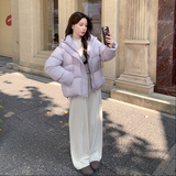现货紫色羽绒服女短款加厚2025新款冬季宽松外套2586-P285-K368，女装羽绒服，2B140