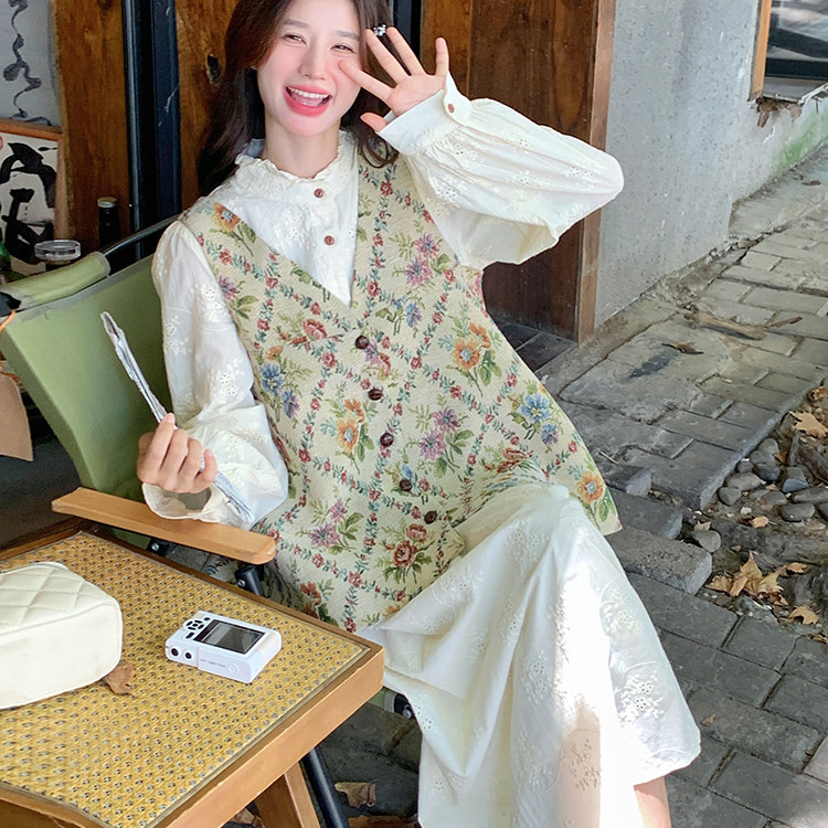档口现货主推玫瑰花马甲刺绣立领连衣裙两件套2C068-602P165K238,女装套装/套裙,2C068