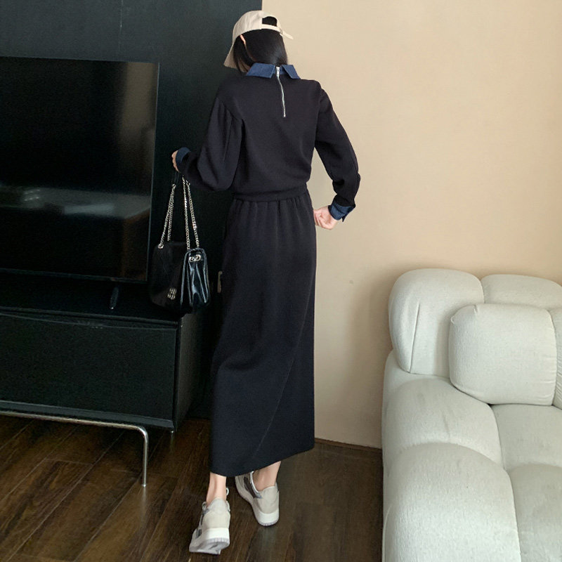 欧系时尚女春撞色拼接两件套,女装套装/套裙,2C310