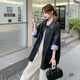 高级小众复古美式黑色皮衣外套女春秋2025年超火好看酷飒夹克上衣，女装皮衣，2C258