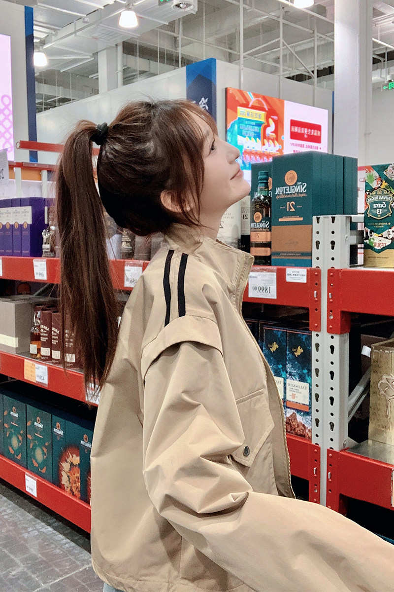 【现货】2026秋装织带立领卡其短外套2C056-3607-P125控178,女装短外套,2C056