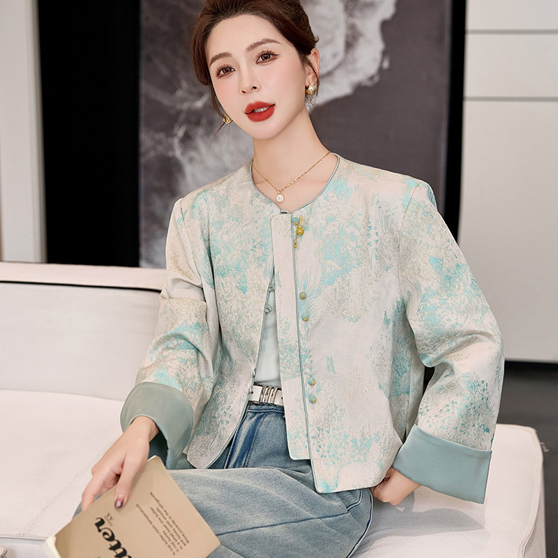 大量现货25秋装新款风外套新中式提花外套百搭高品短款外套女,女装短外套,衣珂纱朗