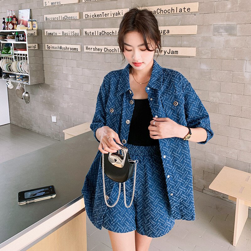 主推大货出夏季牛仔薄款短袖两件套2C032820P130K188,女装套装/套裙,2C032