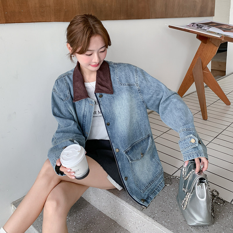 现货新款领撞色牛仔外套2C277-5809-P160-K258,女装风衣,2C277