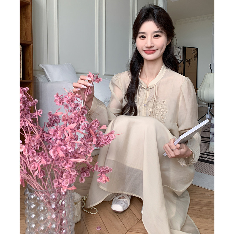 新中式国风连衣裙套装女2025秋新款超好看气质温柔改良汉服两件套,女装套装/套裙,2C203