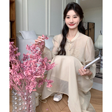新中式国风连衣裙套装女2025秋新款超好看气质温柔改良汉服两件套，女装套装/套裙，2C203