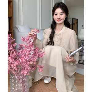 新中式国风连衣裙套装女2025秋新款超好看气质温柔改良汉服两件套图片