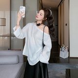法式简约风露肩上衣套装女夏2025超火好看高级感绝美半身裙两件套，女装套装/套裙，2C291