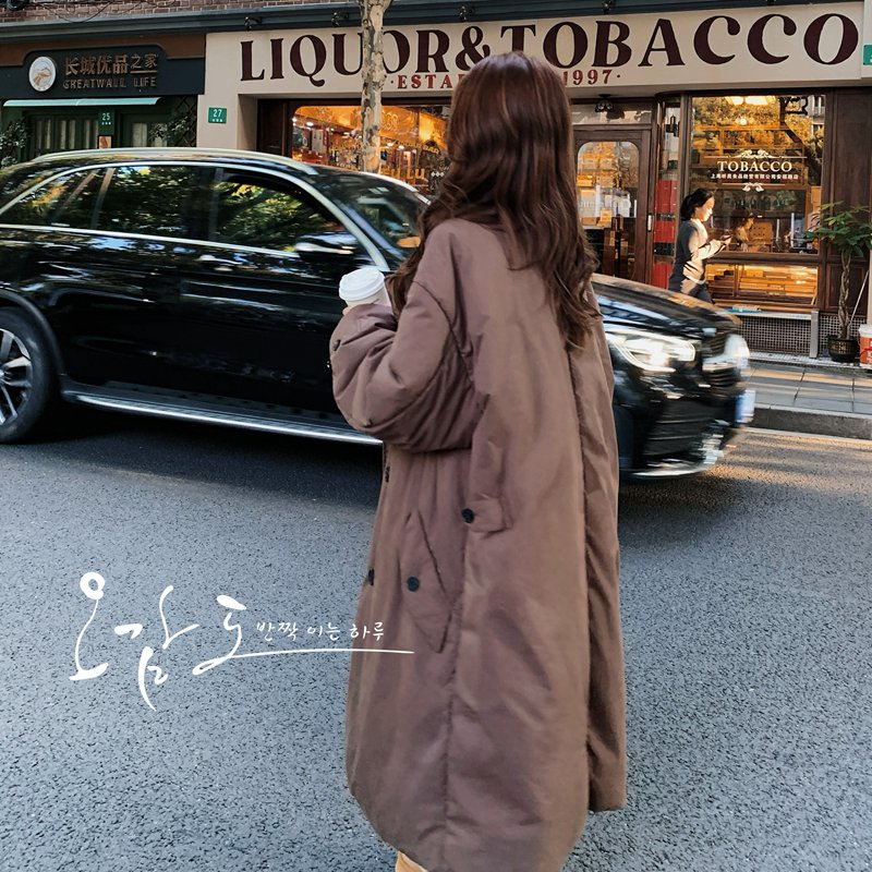 韩版复古休闲中长款90白鸭绒外套女2025年冬季新款显瘦加厚羽绒服,女装羽绒服,2C137