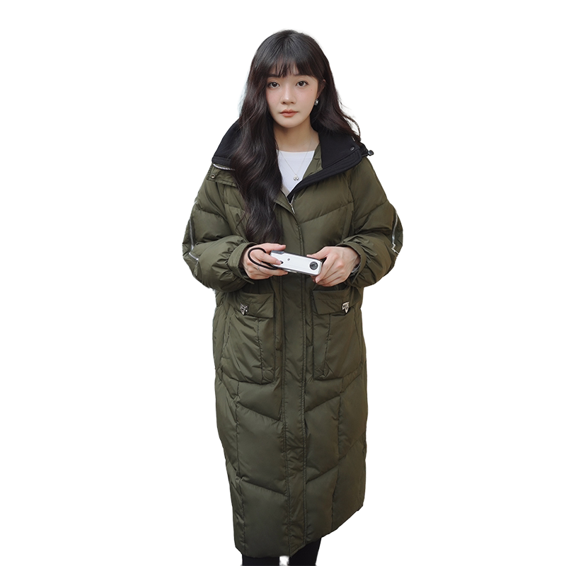 【现货】设计感时髦拼色连帽军绿色保暖羽绒服088-8885p295控458,女装羽绒服,2C088