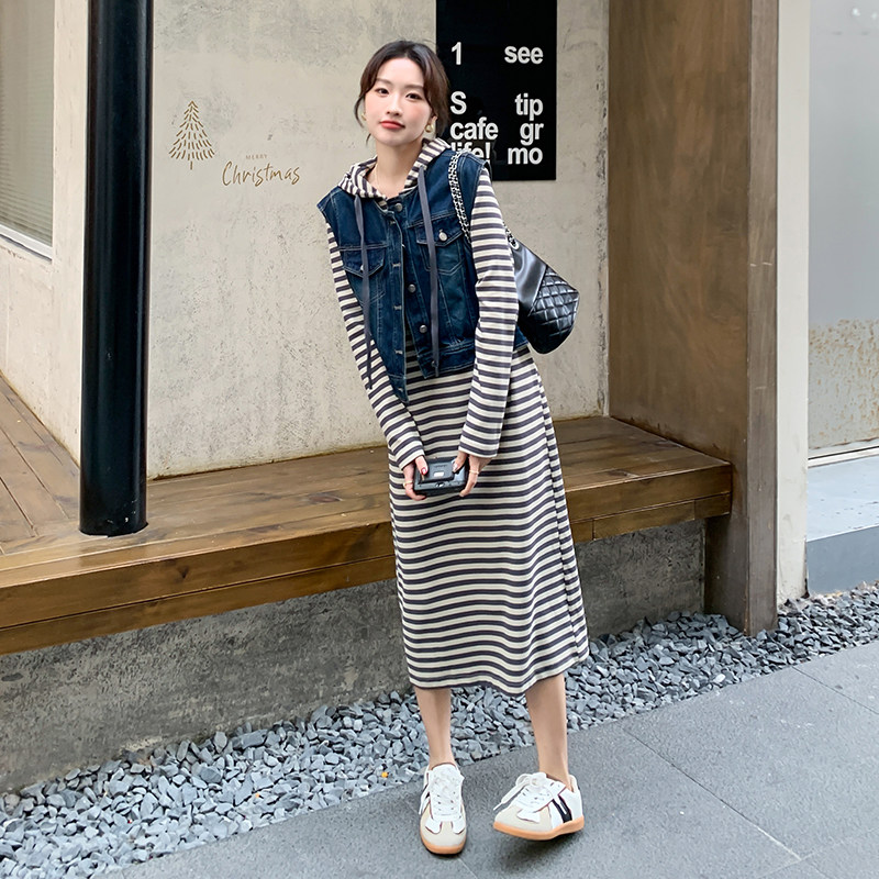 新款现货马甲条纹两件套2C170--3028--P155控218,女装套装/套裙,2C170