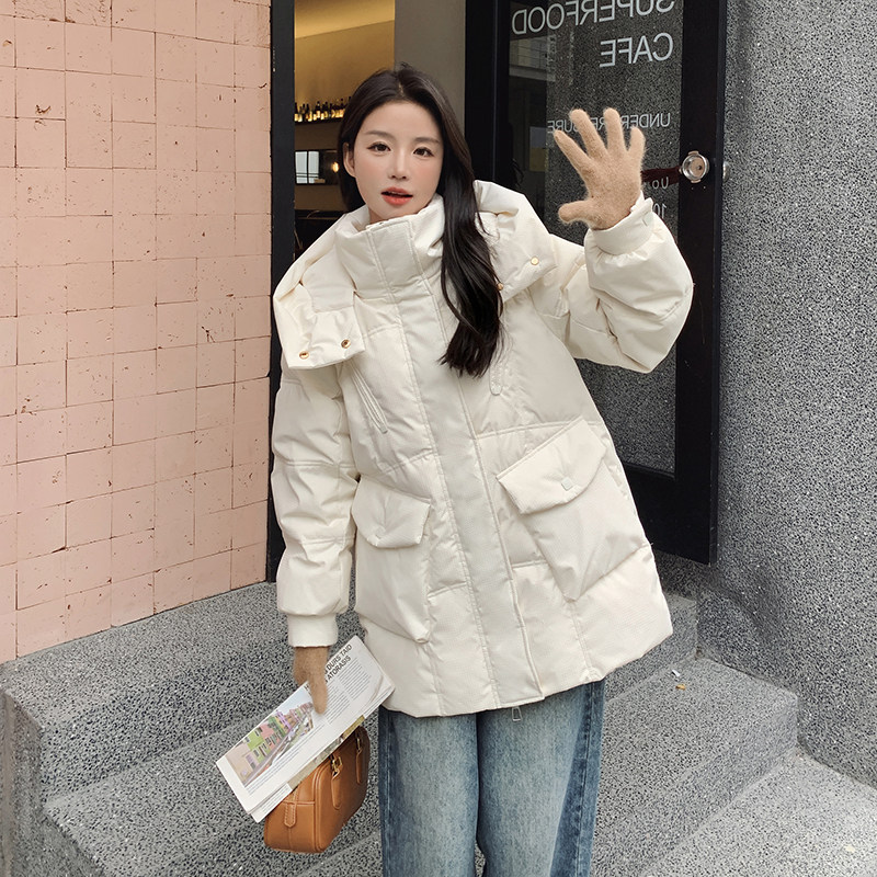 独特超好看卡其色羽绒服女冬2024新款设计感加厚90白鸭绒云朵外套,女装羽绒服,2C177