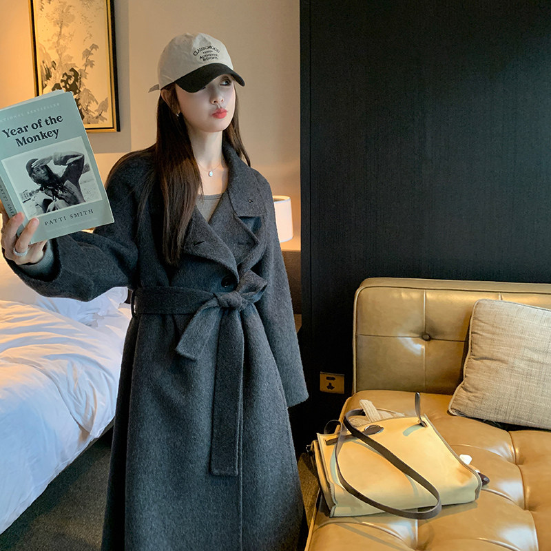 【新款】已出货有买家秀双面羊驼绒混色长毛大衣P285K418,女装毛呢外套,2C333