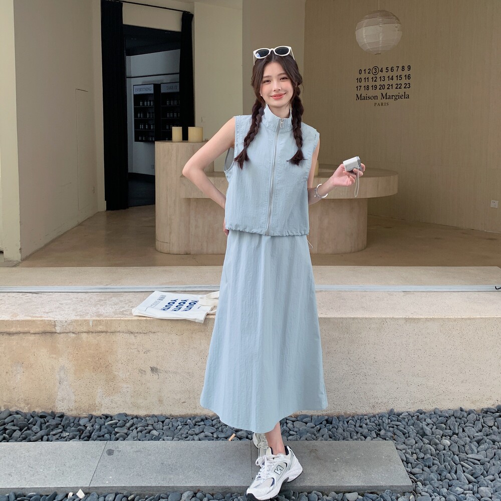 现货：夏装新款休闲工装马甲半身裙三件套2C135-8805P155K218,女装套装/套裙,2C135
