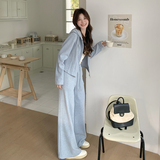 新品浅蓝色连帽开衫+休闲长裤两件套套装5829-P165-K248，女装套装/套裙，2C159