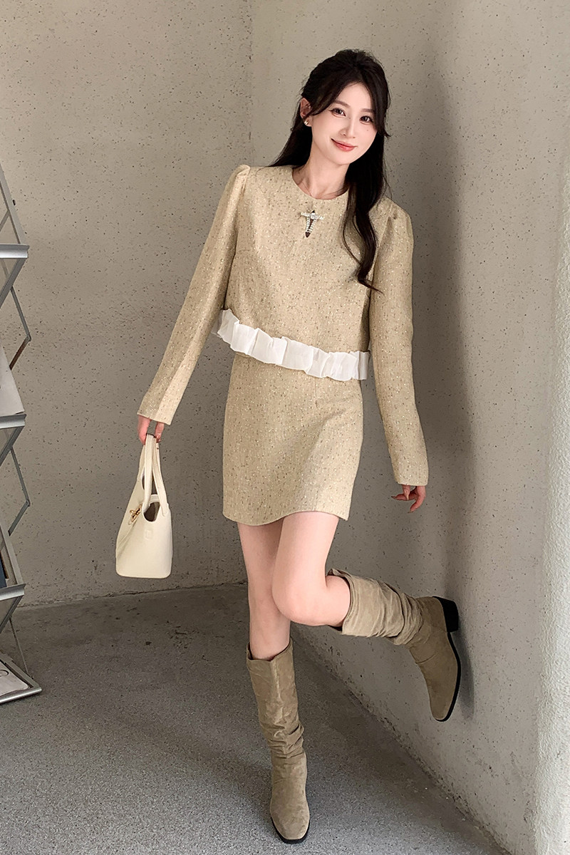 2025秋冬新款高级小香风时尚法式小个子甜美气质设计感套装,女装套装/套裙,2C291