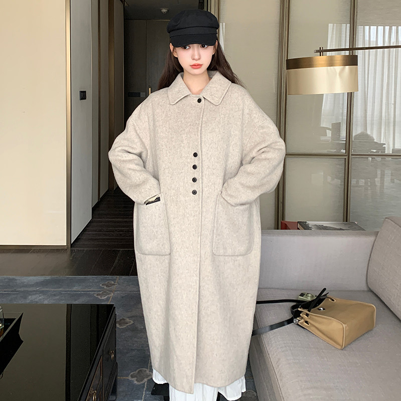 【新款】已出货有买家秀双面羊驼绒混色长毛大衣 P260 K388图片