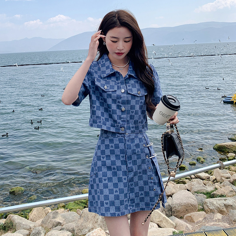 现货新款首上2C0287319P145K198夏季小香风牛仔两件薄款套装,女装套装/套裙,2C028