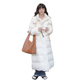 DONGJI2025年明星同款收腰百搭时尚白鸭绒过膝羽绒服L209P275K389，女装羽绒服，2C220