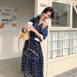 新品现货~蕾丝牛仔衬衫碎花吊带裙两件套537-P165-K248，女装连衣裙，2C126