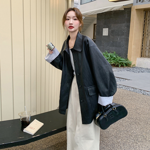 高级小众复古美式黑色皮衣外套女春秋2025年超火好看酷飒夹克上衣图片