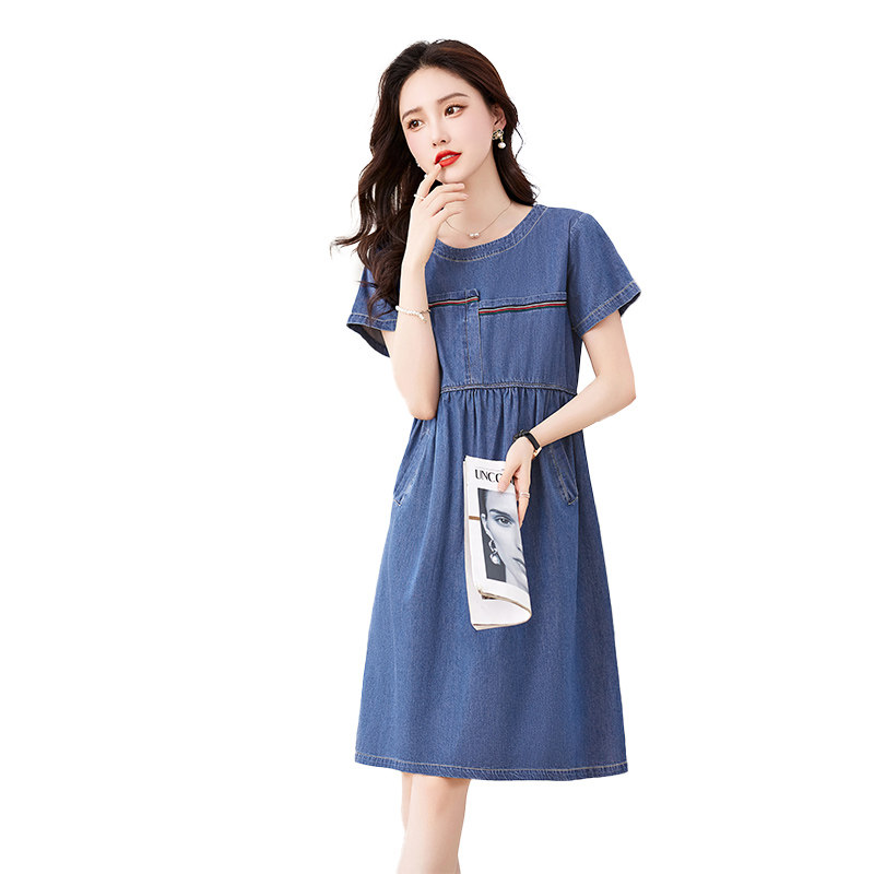 薄款牛仔连衣裙女夏季2025年新款宽松短袖裙子，女装连衣裙，新感觉,女装连衣裙,新感觉